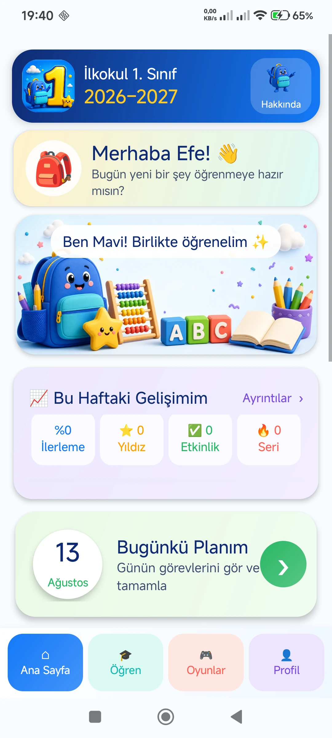 İlkokul 1. Sınıf 2026–2027