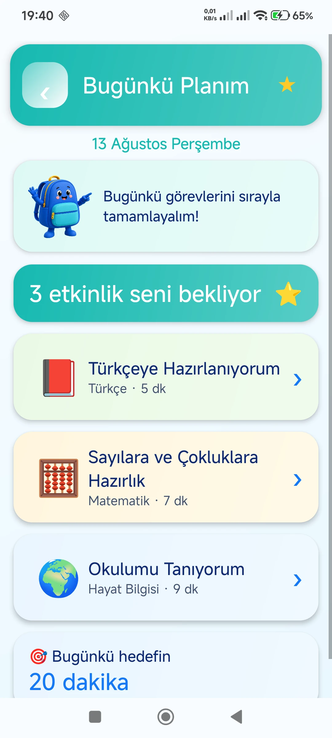 İlkokul 1. Sınıf 2026–2027 gerçek telefon ekranı 3