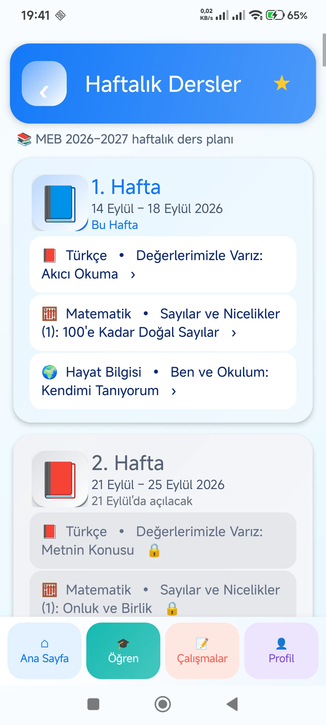 İlkokul 2. Sınıf 2026–2027 gerçek telefon ekranı 4