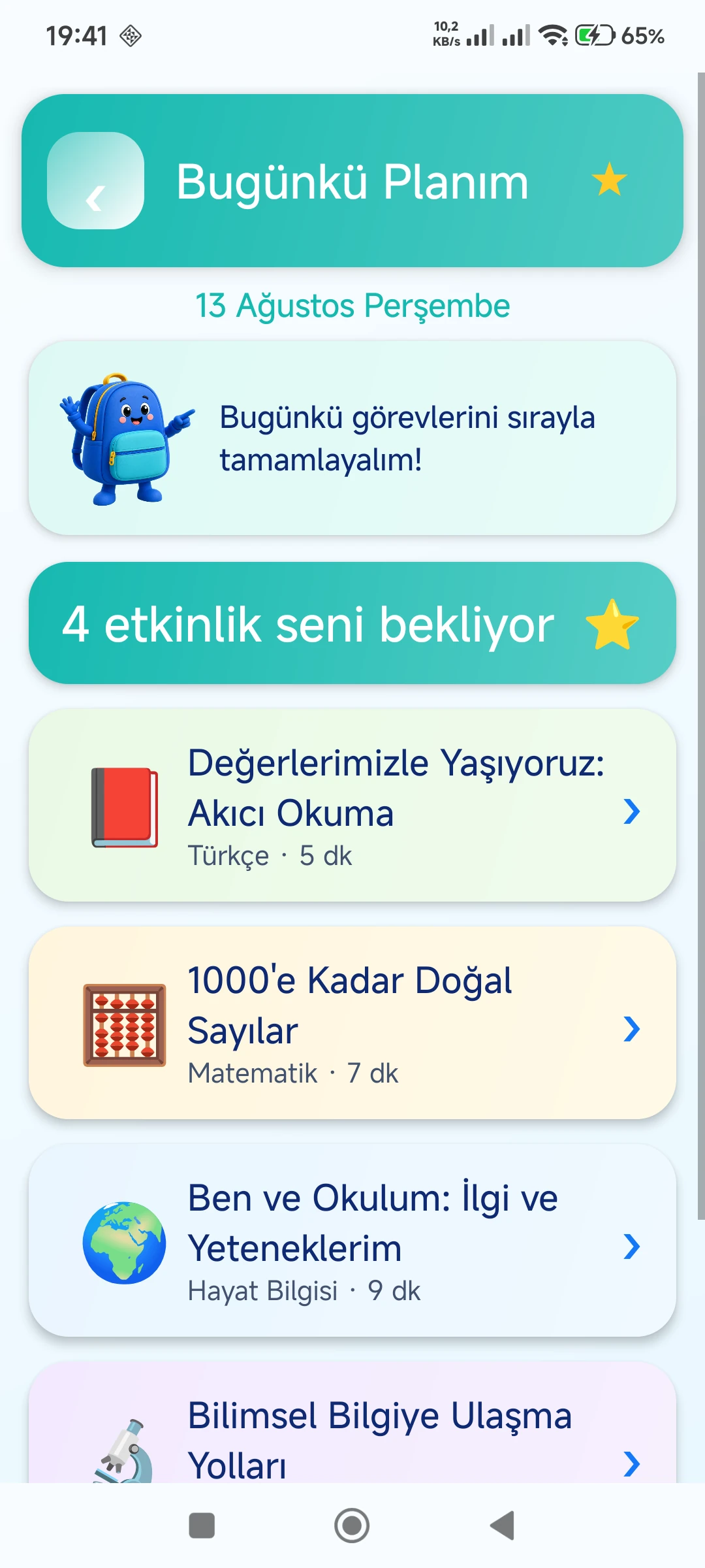 İlkokul 3. Sınıf 2026–2027 gerçek telefon ekranı 3