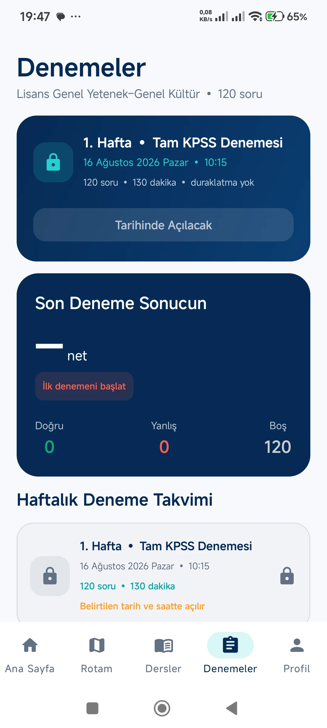 KPSS Sınav Rotası 2027 gerçek telefon ekranı 4