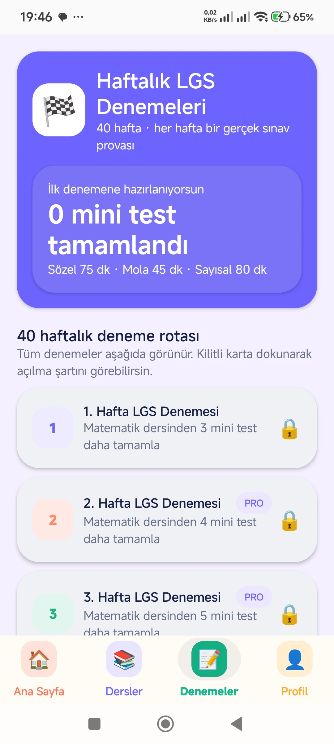 LGS Sınav Rotası 2027 gerçek telefon ekranı 3