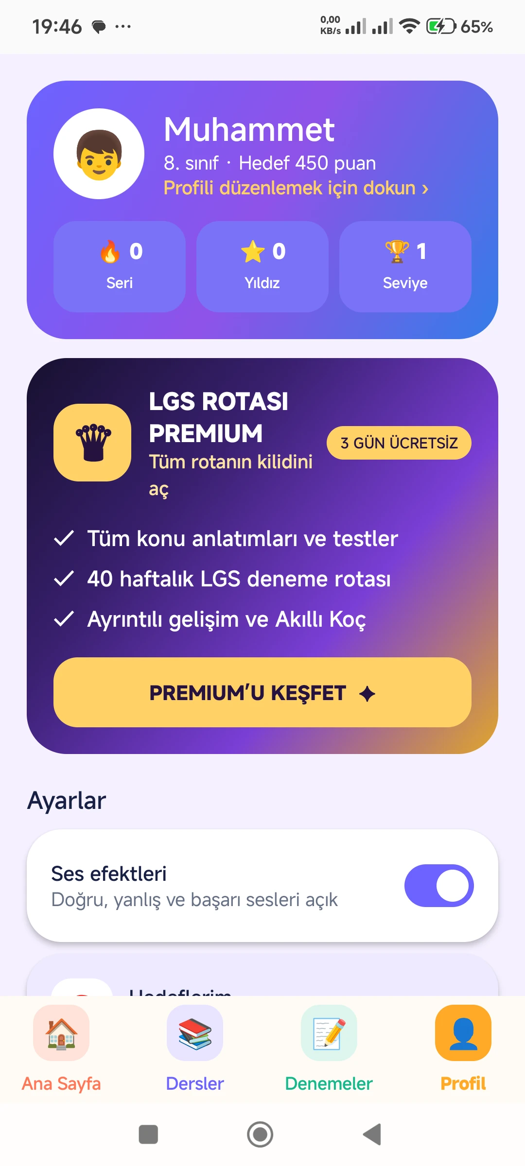 LGS Sınav Rotası 2027 gerçek telefon ekranı 4