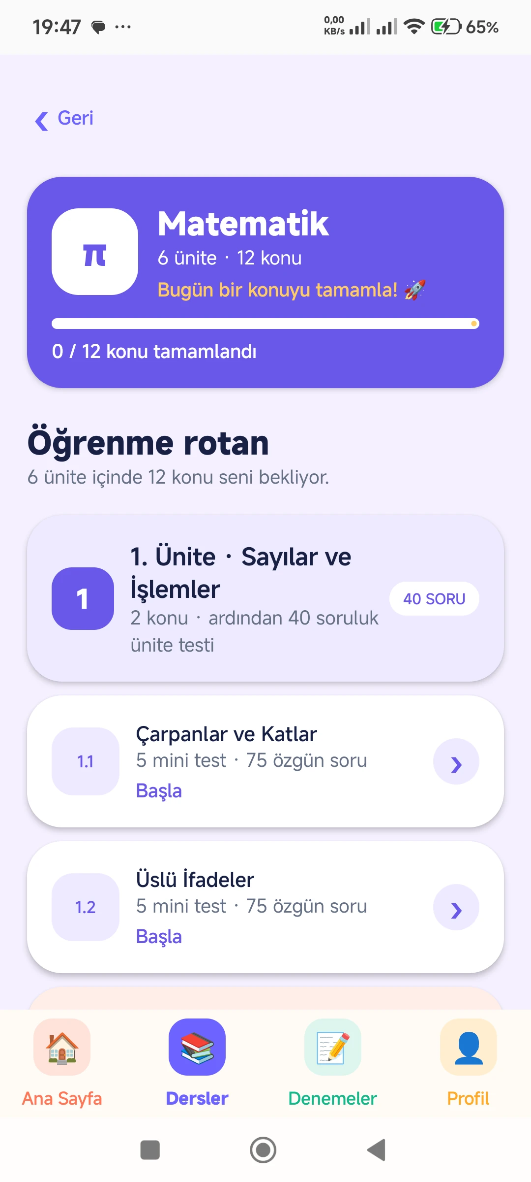 LGS Sınav Rotası 2027 gerçek telefon ekranı 7