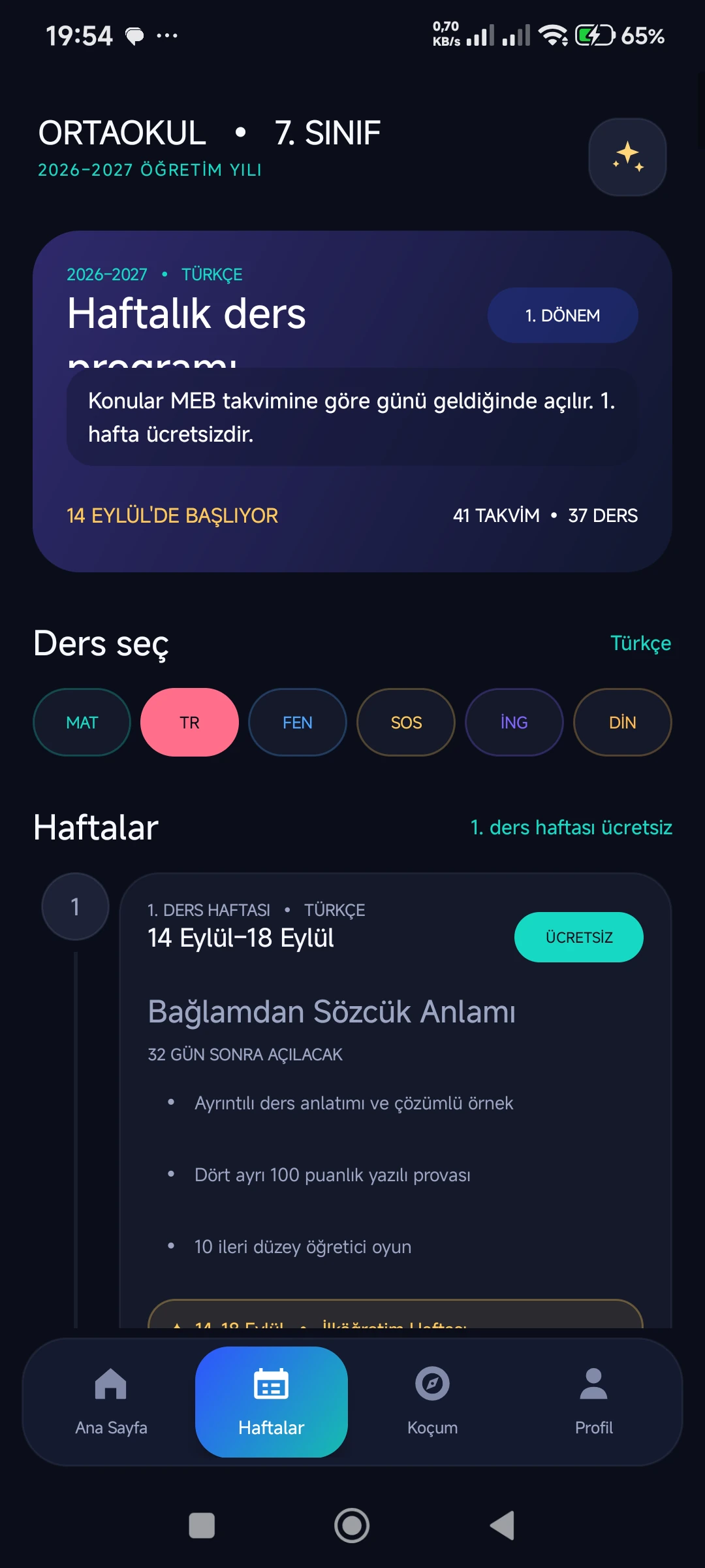 Ortaokul 7. Sınıf 2026–2027 gerçek telefon ekranı 5