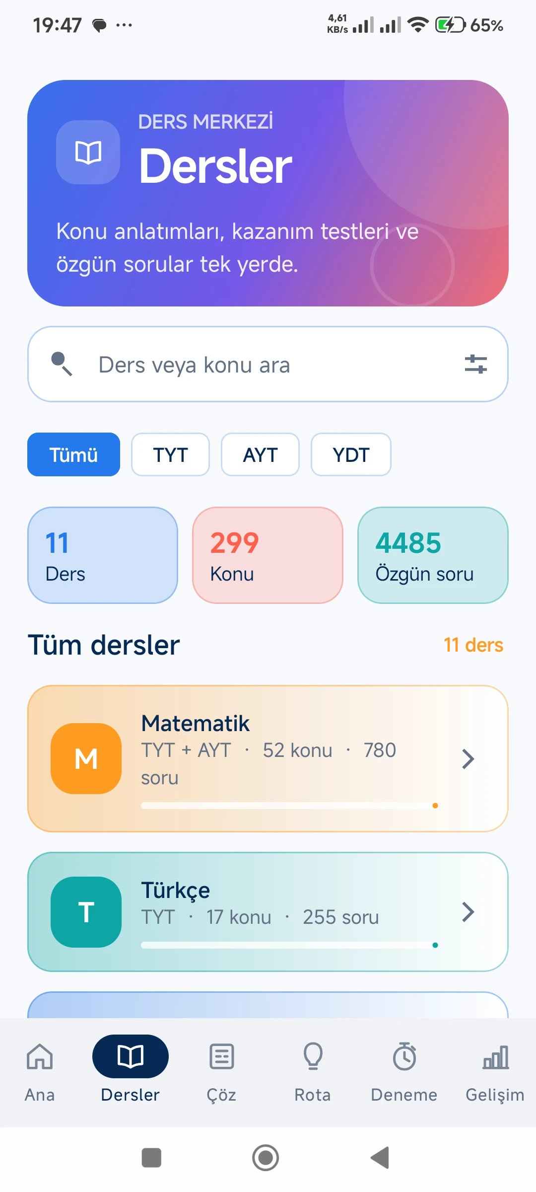 YKS 2027 - Soru Bankası ve Konu Anlatımı gerçek telefon ekranı 2