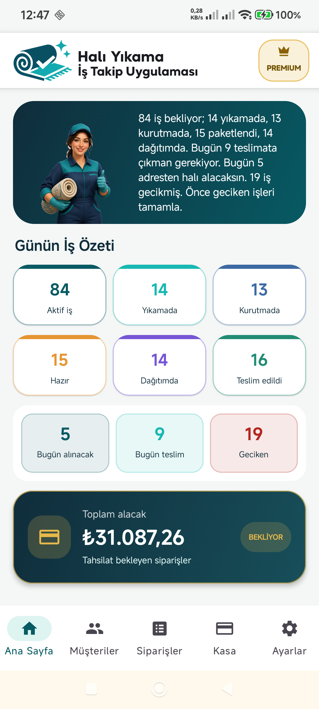 Halı Yıkama İş Takip