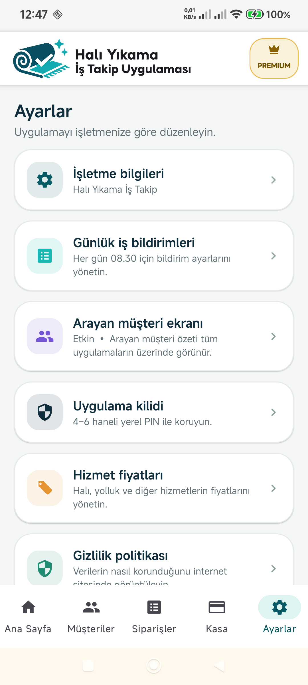 Halı Yıkama İş Takip ekran görüntüsü 6