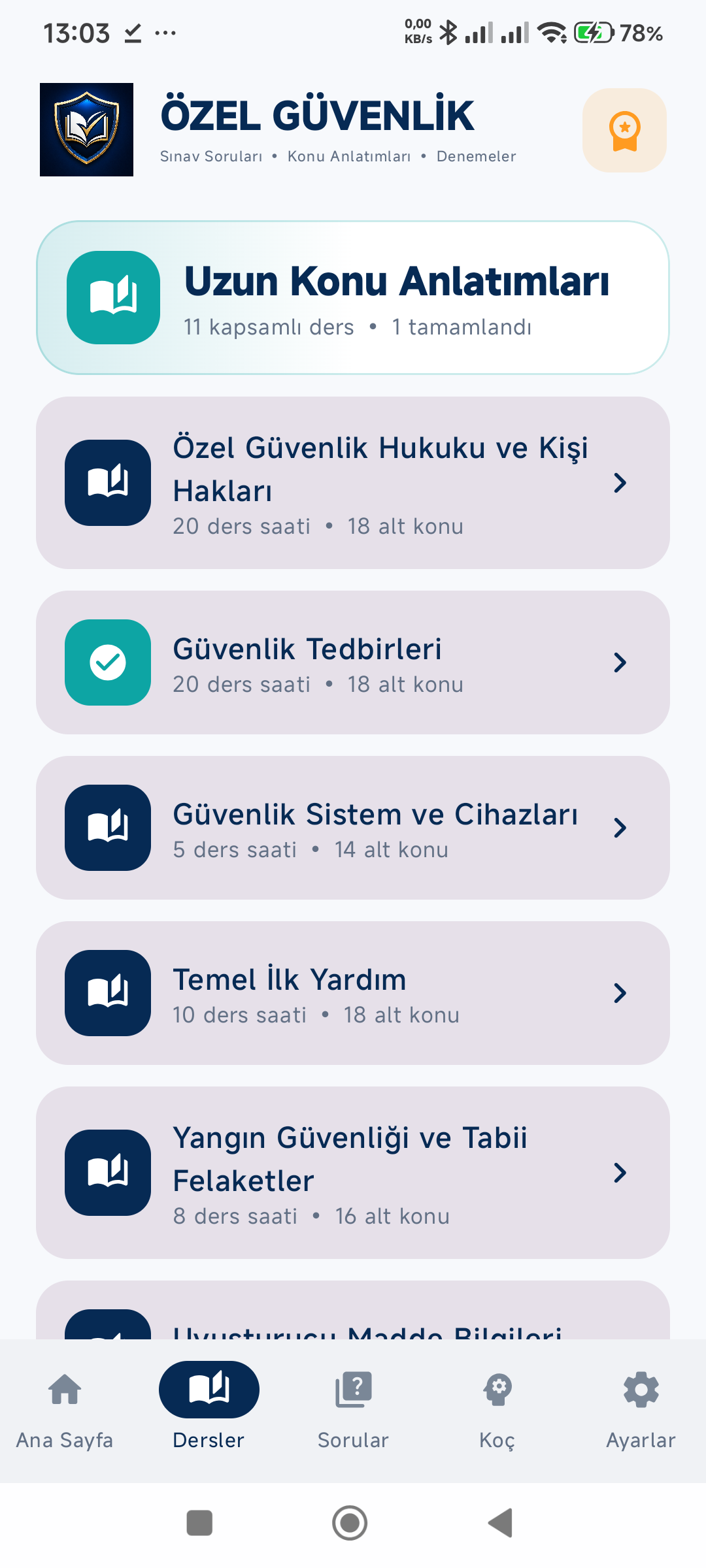 Özel Güvenlik Sınav Soruları ekran görüntüsü 2