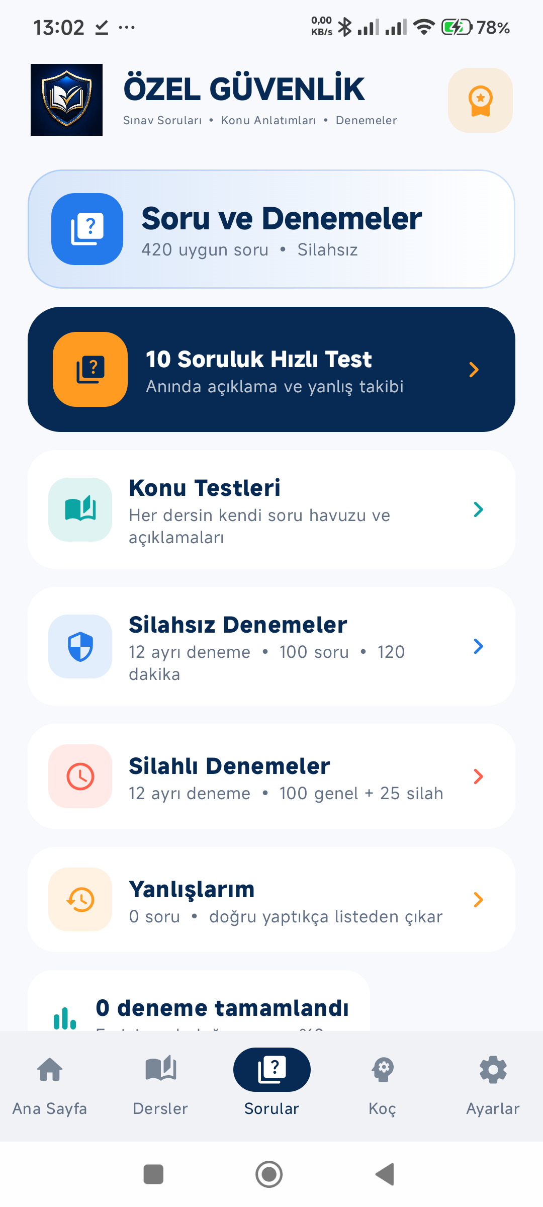 Özel Güvenlik Sınav Soruları ekran görüntüsü 4