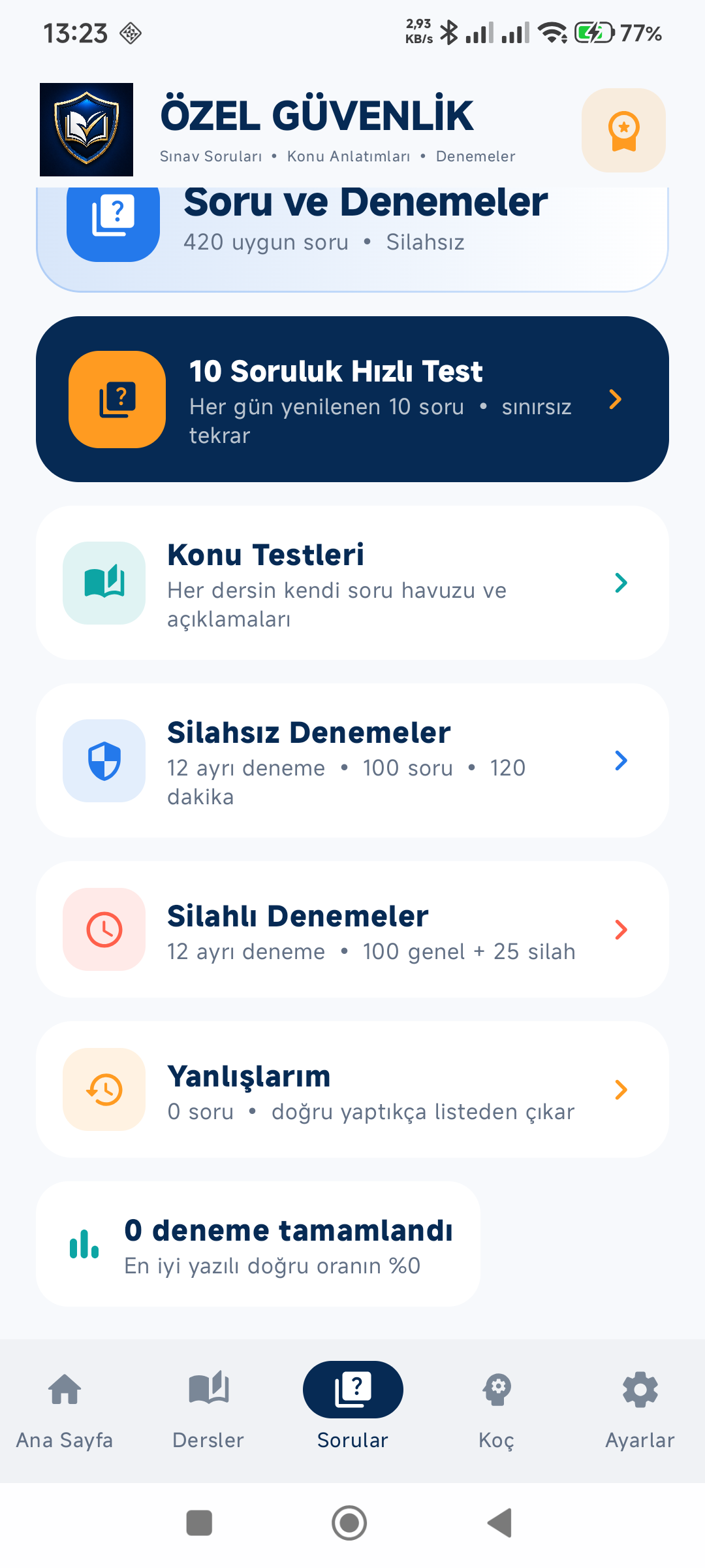 Özel Güvenlik Sınav Soruları ekran görüntüsü 5